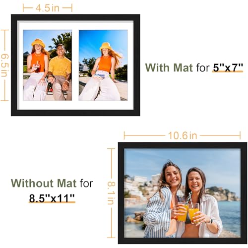 Vittanly 8.5x11 Collage Picture Frame, Displays 2Pcs 5x7 Pictures, Black - color: Black, size: 8.5x11