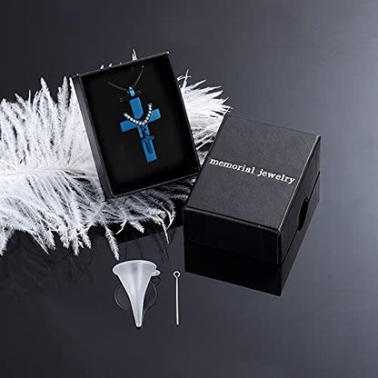 Cremation Jewelry for Ashes Pendant - Cross Urn Necklace with Mini Keepsake Urn Memorial Ash Jewelry - color: Customize