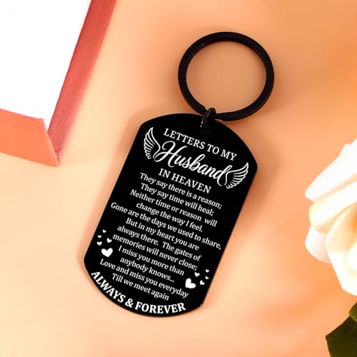 KINMES Loss of Husband Sympathy Gifts In Memory of Husband Keychain for Grieving Wife Memorial Gift for Lossed Loved One Heaven Bereavement Gift for Funeral/Condolence