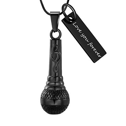 Microphone Cremation Jewelry for Ashes - Memorial Urn Necklace Ashes Holder Stainless Steel Keepsake Pendant Jewelry for Music Lover - color: Customize