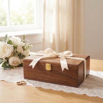 Wooden Keepsake Box,Handmade for Photos,Keepsake,10.8"x6.8"x4" Storage Box | Acacia Wood,Hinged Lid,Memory Box,Jewelry Box,Wooden Gift Box,weddings,birthdays,Christmas gift,Dust and privacy prevention