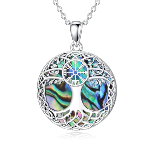 Tree of Life Necklace 925 Sterling Silver Abalone Shell Celtic Knot Tree Pendant Necklace Jewelry Gifts for Women Birthday Christmas - style: Style4