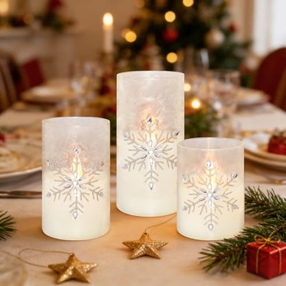 Crystal Club Christmas Flameless Candles, Battery Powered LED Candles - style: Snowflake Design