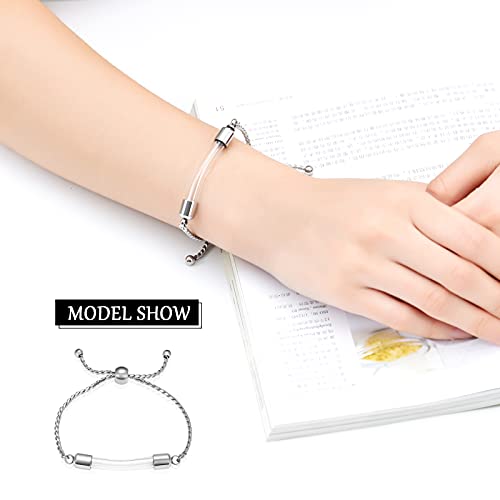 constantlife Stainless Steel Cremation Bracelet for Ashes - Transparent Glass Tube Urn Bangle Memorial Jewelry for Men Women - color: Silver-1