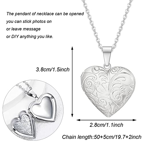 2 Pcs Locket Necklace that Holds Pictures Stainless Steel Locket Pendant Necklace Memory Photo Pendant Necklace for Women Girls - color: Heart style 6