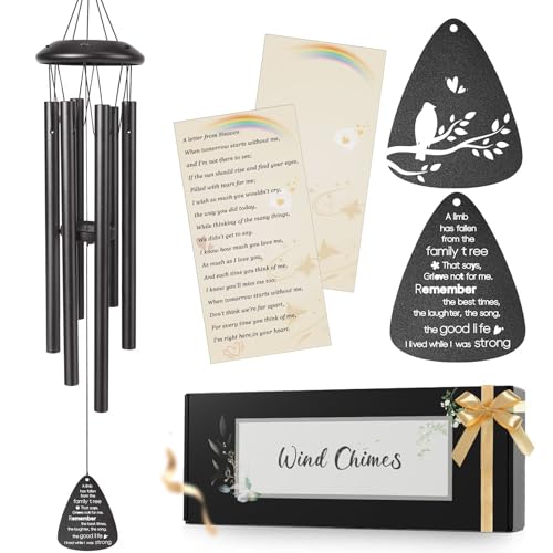 Memorial Gifts for Loss of Loved one, 25''Memorial Wind Chimes of Sympathy Gifts for Loss of Love one,Condolence/Bereavement/Remembrance Gift,Windchime in Memory,Funeral Decor for Garden Outside,Black - size: Remember the best time