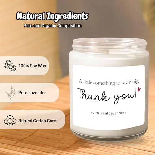Thank You Gifts for Women Men – A Little Something to Say a Big Thank You | | 9oz Lavender Woods Soy Wax Candle | Appreciation Gift Teacher Coworker Nurse Boss Hostess Friend Employee - color: Thank You