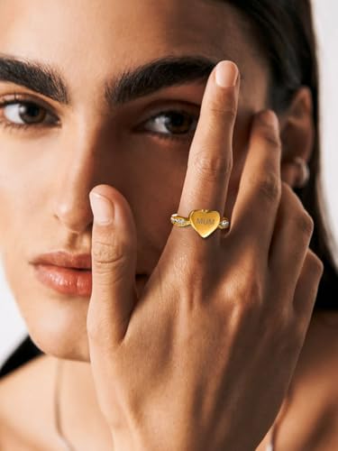 Richsteel Stainless Steel Heart/Claddagh Cremation Urn Ring for Ashes - color: 02-Gold-Heart