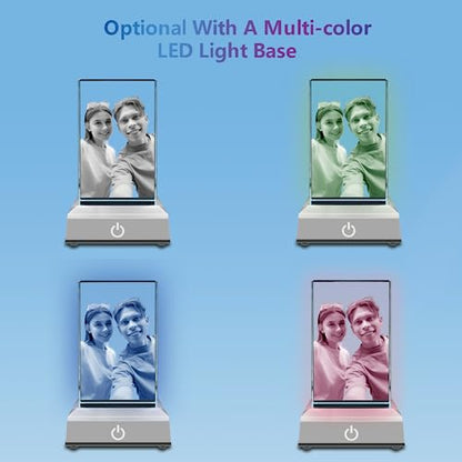HAN'S LASER 3D Crystal Photo, Personalized Gift with Your Own Photo, Unique Father’s Day, Marriage, Memorial Present-Medium Portrait - size: Medium Portrait