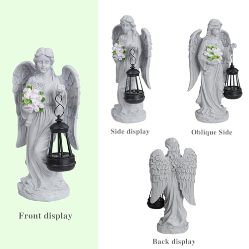 Solar Angel Garden Statue Outdoor Decor, 9 inches Angel Sculpture for Outside Patio Lawn Yard Art Gifts for Mom Grandma Women