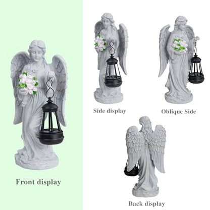 Solar Angel Garden Statue Outdoor Decor, 9 inches Angel Sculpture for Outside Patio Lawn Yard Art Gifts for Mom Grandma Women