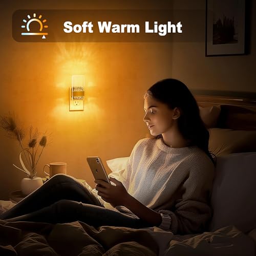 JandCase Night Lights Plug into Wall, Dusk to Dawn Sensor - color: Gold-Amber, size: 2 Pack