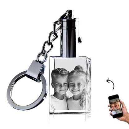 3D innovation Personalized Crystal Keychain Photo with LED Light Custom Laser Etched Key Chain, Valentines Gifts Keepsake - style: Rectangle