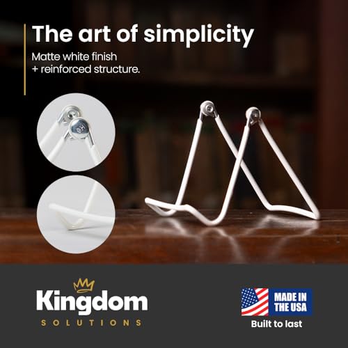 KINGDOM SOLUTIONS - 3.25" White Metal Display Stand Made in USA - 12 Pack - color: White Adjustable, size: 3.25" (12-pack)