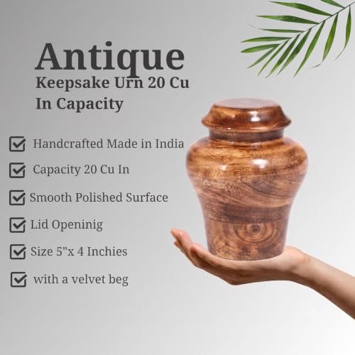 Handcrafted Wooden Cremation Keepsake Urn 20 lbs Beutiful and Decorative urn for Adult Human Ashes Fractal Resin Inlay. - size: Keepsake (20 lbs