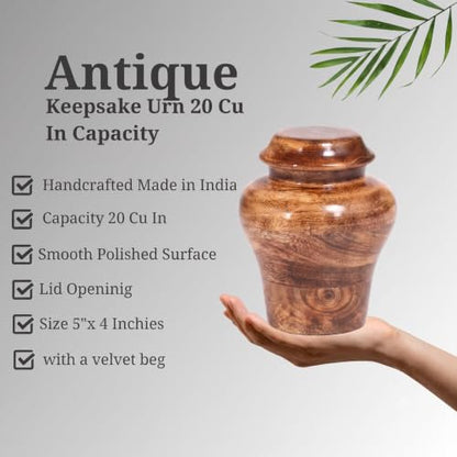 Handcrafted Wooden Cremation Keepsake Urn 20 lbs Beutiful and Decorative urn for Adult Human Ashes Fractal Resin Inlay. - size: Keepsake (20 lbs