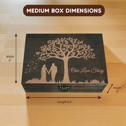 Anniversary & Wedding Gift for Couples, Engraved Our Love Story Memory Box - size: Medium, style: Wedding