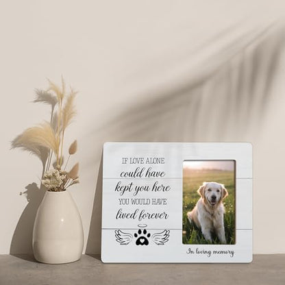 Dog Remembrance Picture Frame Gifts, In Loving Memory of Loss of Dogs, Dog Memorial Gift, If Love Alone Could Have Kept You Here Frames Fits 4x6 Photo - color: Maroon