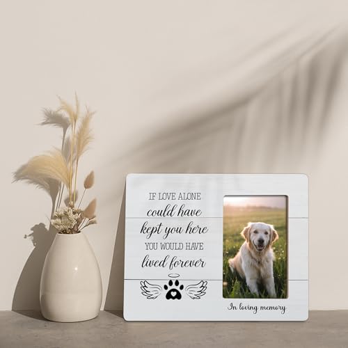 Dog Remembrance Picture Frame Gifts, In Loving Memory of Loss of Dogs, Dog Memorial Gift, If Love Alone Could Have Kept You Here Frames Fits 4x6 Photo - color: Maroon