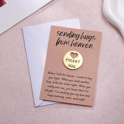 Aesnefe Pocket Hug from Heaven Token, Memorial Gifts for Loss of Mom Dad Grandma Grandpa Son Daughter, Sympathy Condolence Keepsake, Remembrance Gifts for Loss of Loved One - color: Gold
