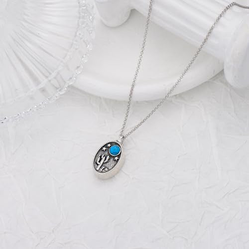 PELOVNY Urn Necklaces for Ashes of Loved Ones 925 Sterling Silver Personalized Heart Locket Urn Necklace Cremation Keepsake Memorial Jewelry Gifts for Women Men - color: Cactus Urn