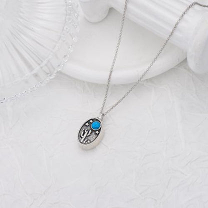 PELOVNY Urn Necklaces for Ashes of Loved Ones 925 Sterling Silver Personalized Heart Locket Urn Necklace Cremation Keepsake Memorial Jewelry Gifts for Women Men - color: Cactus Urn