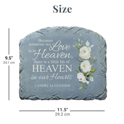Let's Make Memories Personalized Memorial Garden Stone - Sympathy - Loss of Loved One - Grave Marker - Condolences - Indoor/Outdoor - Durable Resin - for Loved Ones in Heaven - style: Heaven Sent