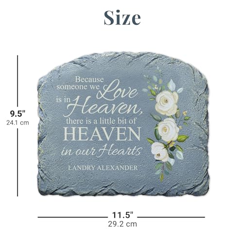 Let's Make Memories Personalized Memorial Garden Stone - Sympathy - Loss of Loved One - Grave Marker - Condolences - Indoor/Outdoor - Durable Resin - for Loved Ones in Heaven - style: Heaven Sent