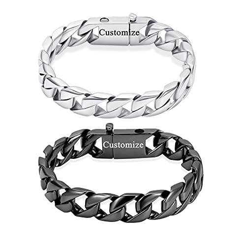 shajwo Cremation Urn Bracelet for Human Ashes for Men, Silver Cuban Link Bracelet Cremation Jewelry for Ashes Urn Keepsake Memorial Ash Holder Bracelet - color: Customize