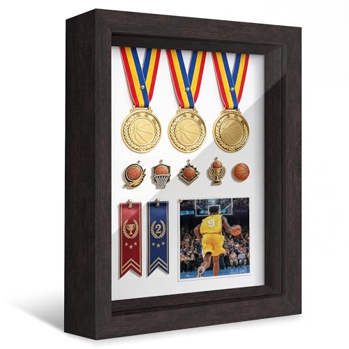 11x14 Brown Wooden Shadow Box Frame, 1.2" Deep, Tempered Glass | Wedding Keepsakes, Pet Memorials, Pressed Flowers, Baby Memories, Crafts, Tickets, Photos, DIY Projects, Rustic Home Decor - color: Brown, size: 11x14