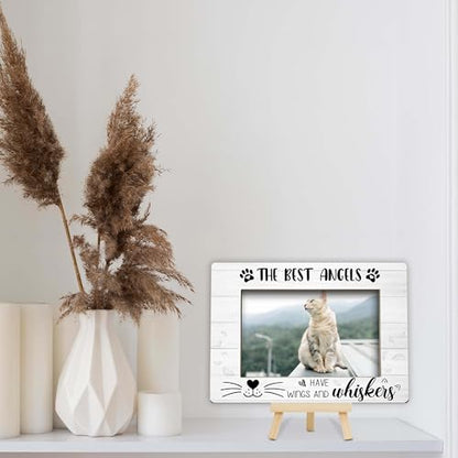 Memorial Gifts for Loss of Cat, Pet Memorial Gifts Wooden Photo Frame with Easel, 4x6 Cat Loss Sympathy Frame for Tabletop Display Photo Insert - G01 - style: Loss of Cat