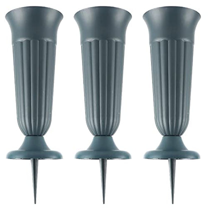 Cemetery Vases with Spikes - Plastic Cemetery Decorations for Memorials and Graves - size: Extra Large