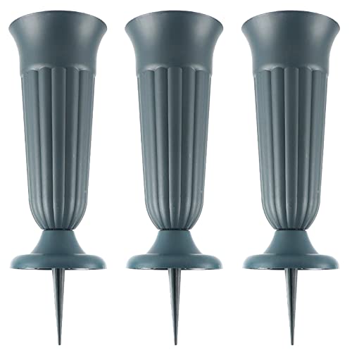 Cemetery Vases with Spikes - Plastic Cemetery Decorations for Memorials and Graves - size: Extra Large