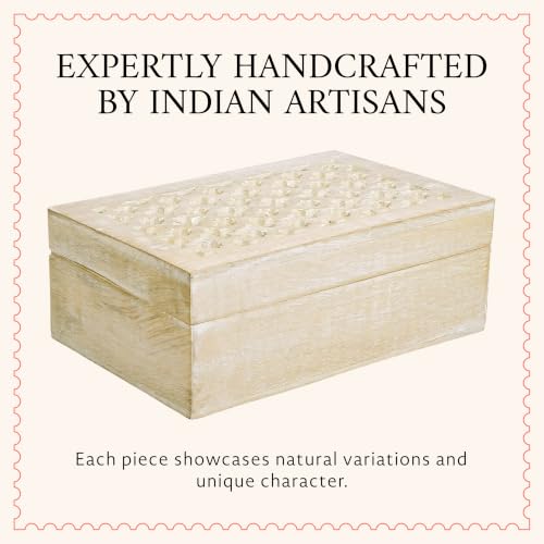 Mela Artisans Trellis Mango Wood Storage Box - Whitewash, 9x6 in - color: Whitewash, size: Large