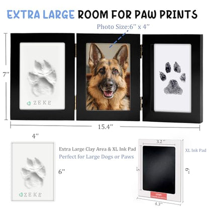 MYPAWLETS Paw Print Kit Keepsake,Ink&Clay Frame for Pet Pawprint,XL Black | Inkless Ink Pad,Soft Clay,Pet Safe,Mess-Free,Dog,Cat Paw Print Impression Kit,Nose Print,Memorial,DIY Gifts for Pet Owners - color: Extra Large-Black