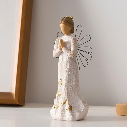 Sympathy Angel Figurines for Loss of Loved Ones Angel Statues | Home Decor Serenity Prayer Gifts for Women Resin Sculpted Hand-Painted Figure Bereavement Gift Praying Hands Statue - style: Sympathy Angle( Standing Style)