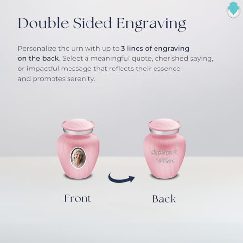Embrace Keepsake Personalized Picture Cremation Urns for Human Ashes I Pearl Light Pink Photo Funeral Urn for Men and Women with Double Side Engraving I 3.5 lbs - color: Pearl Pink