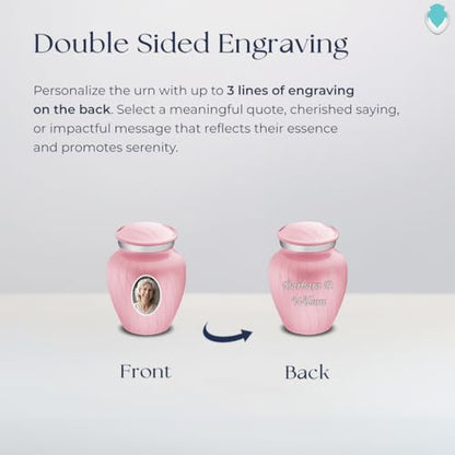 Embrace Keepsake Personalized Picture Cremation Urns for Human Ashes I Pearl Light Pink Photo Funeral Urn for Men and Women with Double Side Engraving I 3.5 lbs - color: Pearl Pink