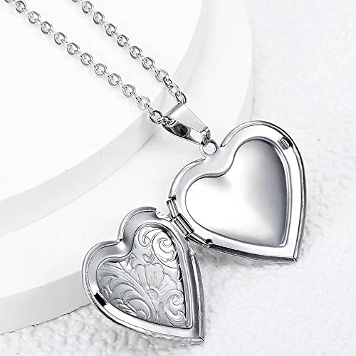 2 Pcs Locket Necklace that Holds Pictures Stainless Steel Locket Pendant Necklace Memory Photo Pendant Necklace for Women Girls - color: Heart style 6
