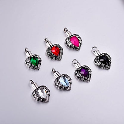 COCO Park Cremation Jewelry Stainless steel Angel Wing Heart Urn Pendant with Birthstone Memorial Necklace for Ashes - color: Blue