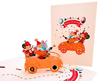 iGifts And Cards Animal Party Squad 3D Pop-Up Card – Birthday Wishes 5"x7" | Whimsical Safari Theme, Funny Celebration Surprise, Milestone Greeting, Daughter, Son, Nephew, Niece, Wildlife Paper Keepsake - color: Animals Birthday
