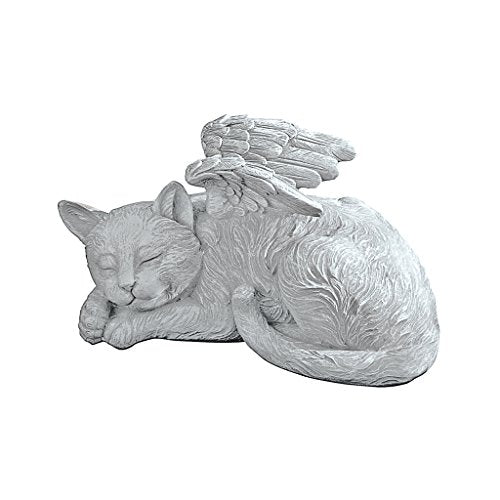 Design Toscano QL6080 Cat Angel Pet Memorial Grave Marker Tribute Statue, 10 Inches Wide, 5 Inches Deep, 5 Inches High, Antique Stone Finish - color: Cat Angel