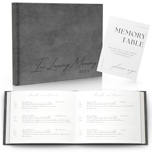 Funeral Guest Book 2026 Celebration Of Life Memorial Service - Custom Year - color: Smoke Gray, size: 2026