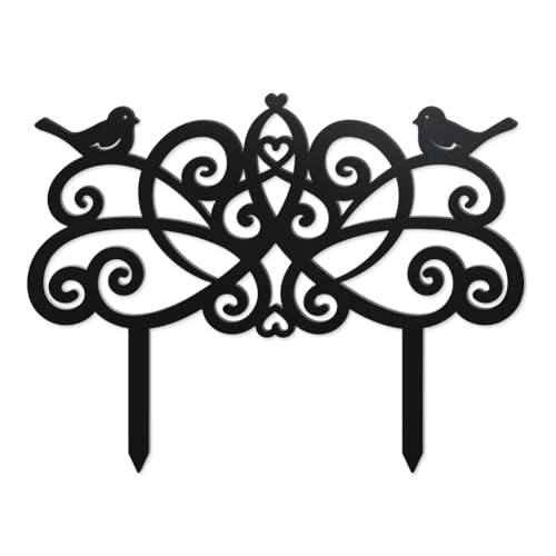 WADORN Birds Fence Silhouette Garden Stakes Decor, Metal Birds Fence Gifts Stakes Statues Ornaments for Yard Art Black Silhouette Yard Outside Decor for Backyard Lawn Patio Outdoor, 14.2x11Inch - color: Birds Fence