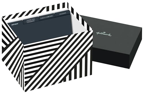 Hallmark Bulk All Occasion Cards, 100-Pack with Organizer (Black Stripes)