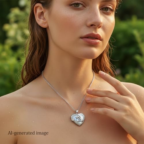 925 Sterling Silver Pictures Locket Necklace for Women Men - color: Black plated 6