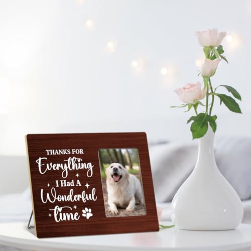 OTINGQD Dog Memorial Picture Frame,Memorial Sympathy Gifts for Loss of Dog,Thanks for Everything I Had a Wonderful Time Wooden Photo Frame for Tabletop Wall Display - style: Dog Memorial Gifts-5