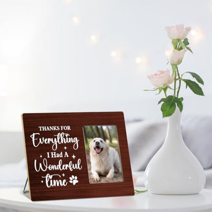 OTINGQD Dog Memorial Picture Frame,Memorial Sympathy Gifts for Loss of Dog,Thanks for Everything I Had a Wonderful Time Wooden Photo Frame for Tabletop Wall Display - style: Dog Memorial Gifts-5