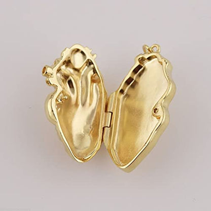 FashionJunkie4Life Sterling Silver Locket Necklaces for Women, 18" Cable Chain - color: Gold Anatomical Heart