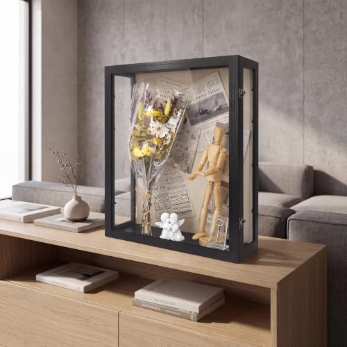 16x20x6 Extra Deep Shadow Box Large with 3 Removable Panels,Black - color: Black, size: 16x20x6